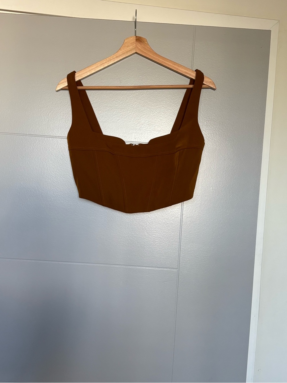 Lovers + Friends Mocha Brown Christelle Structured Corset Top